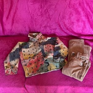 GAP Multicolor Number Print Jacket with Caroenter-style Jeans